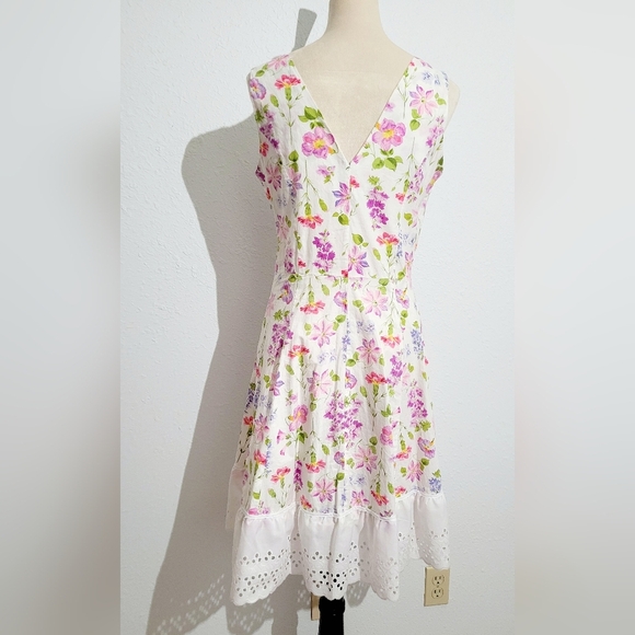 Vintage Victoria Holley dress 100% Cotton Size 10 lovely floral lace side zip - Picture 3 of 10